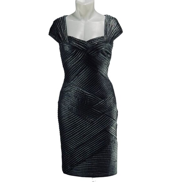 TADASHI SHOJI Women's Dress Silver Cap Sleeve Polyester Stretch Size XS - Picture 10 of 10